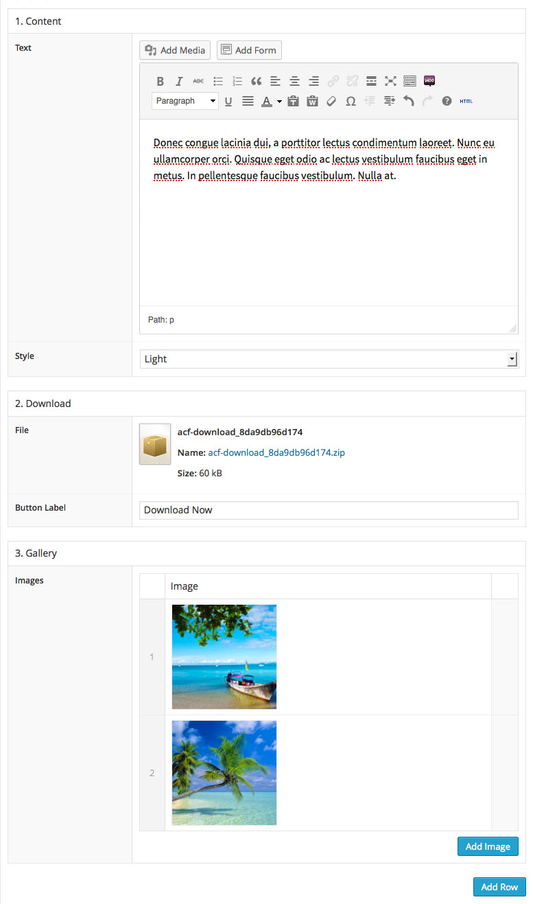 A Flexible Content field that allows you to choose a layout