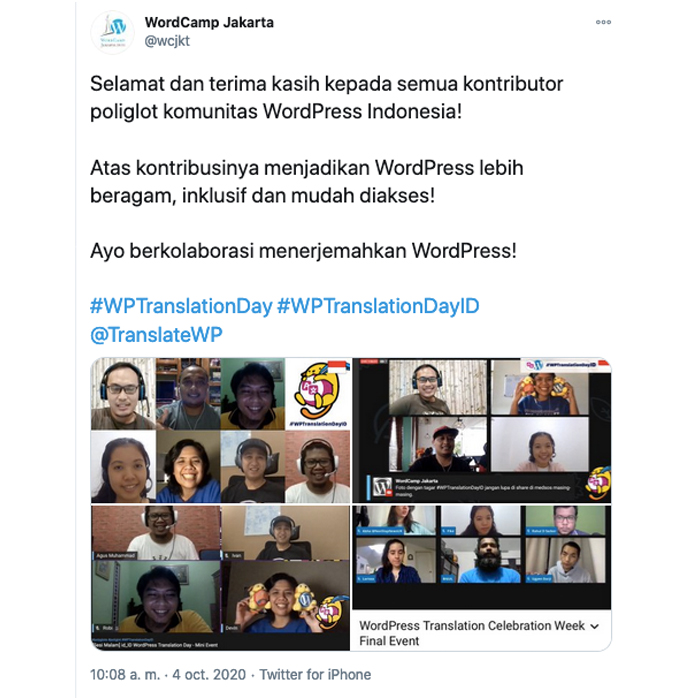 Tweet screenshot from Indonesian event