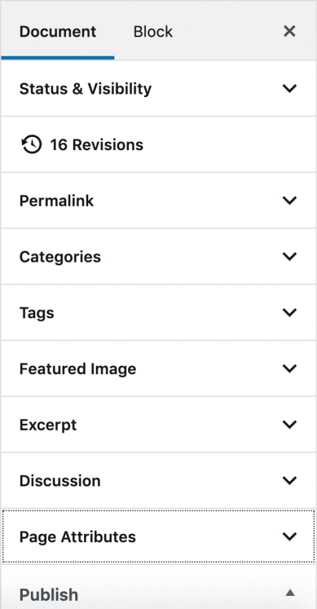 WordPress-redigeraren – Dokumentinställningar