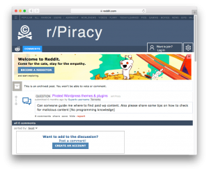 Screenshot of pirated WordPress themes