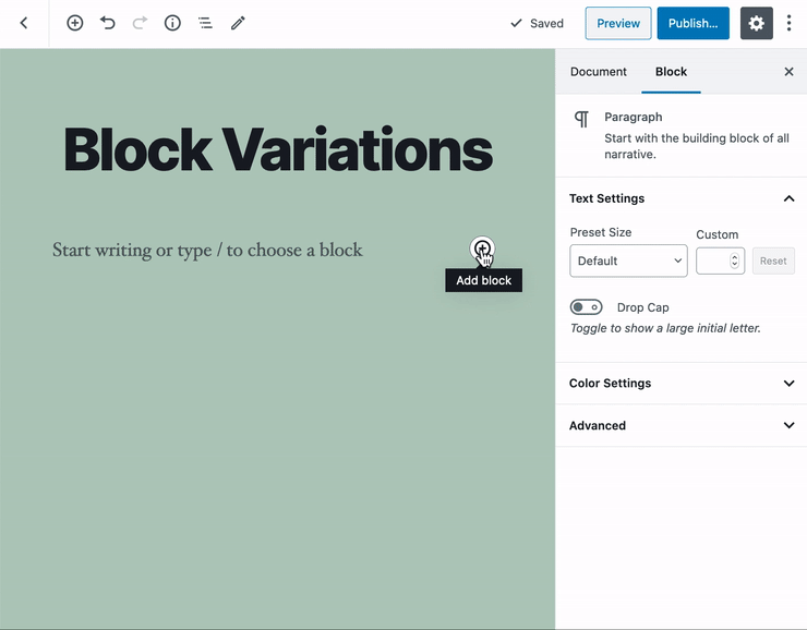 Adding a Social Links block.