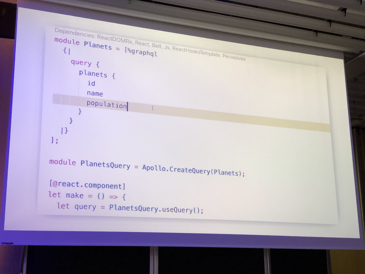 Screenshot of GraphQL PPX with an example GraphQL query.