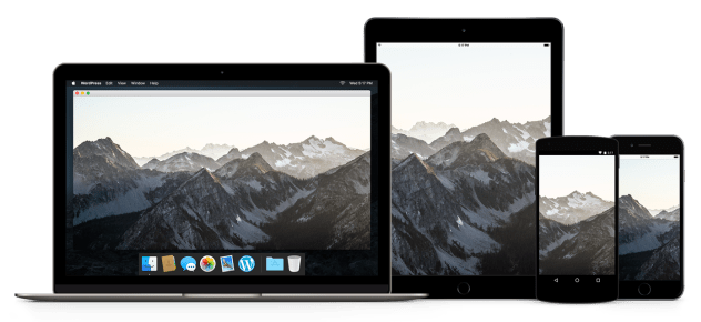 An image of a laptop, iPad, Android phone, and iPhone containing the same image displayed at multiple sizes to demonstrate responsive image features.