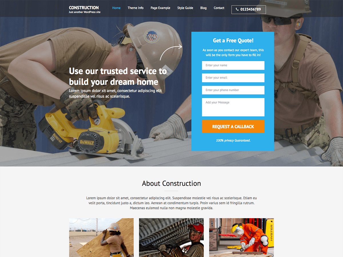 Construction Landing Page