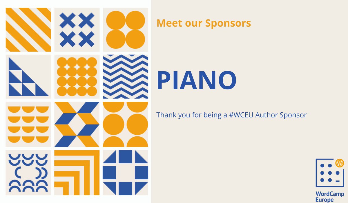 A banner thanking Piano for being a WCEU sponsor.