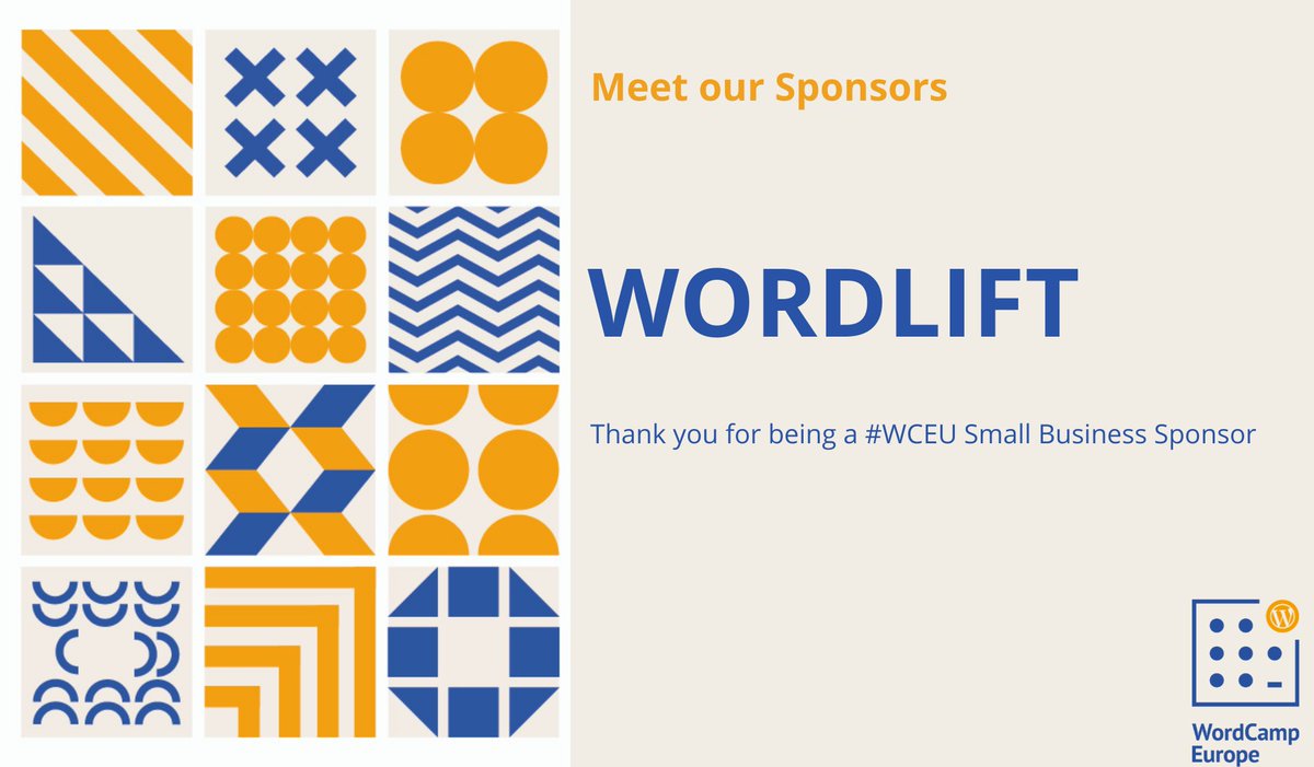 A banner thanking WordLift for being a WCEU sponsor.