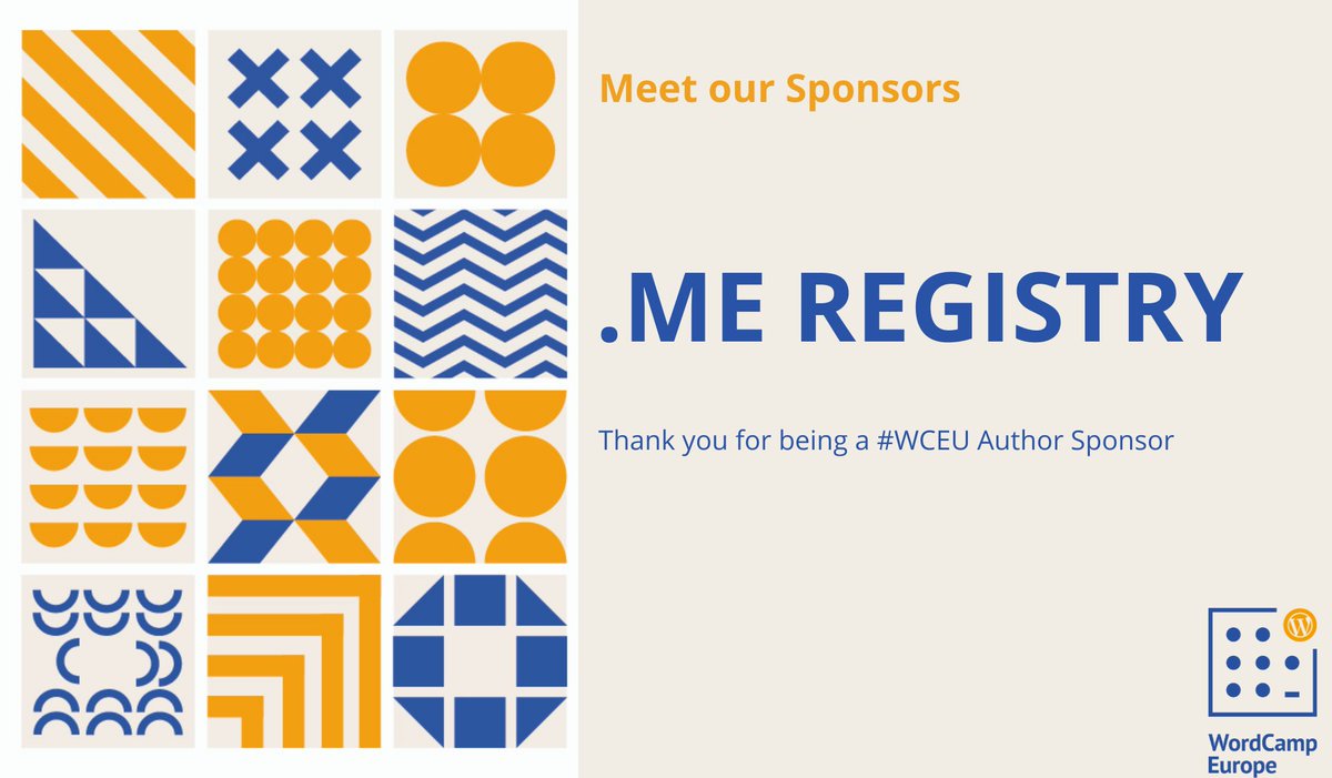 A banner thanking .ME Registry for being a WCEU sponsor.