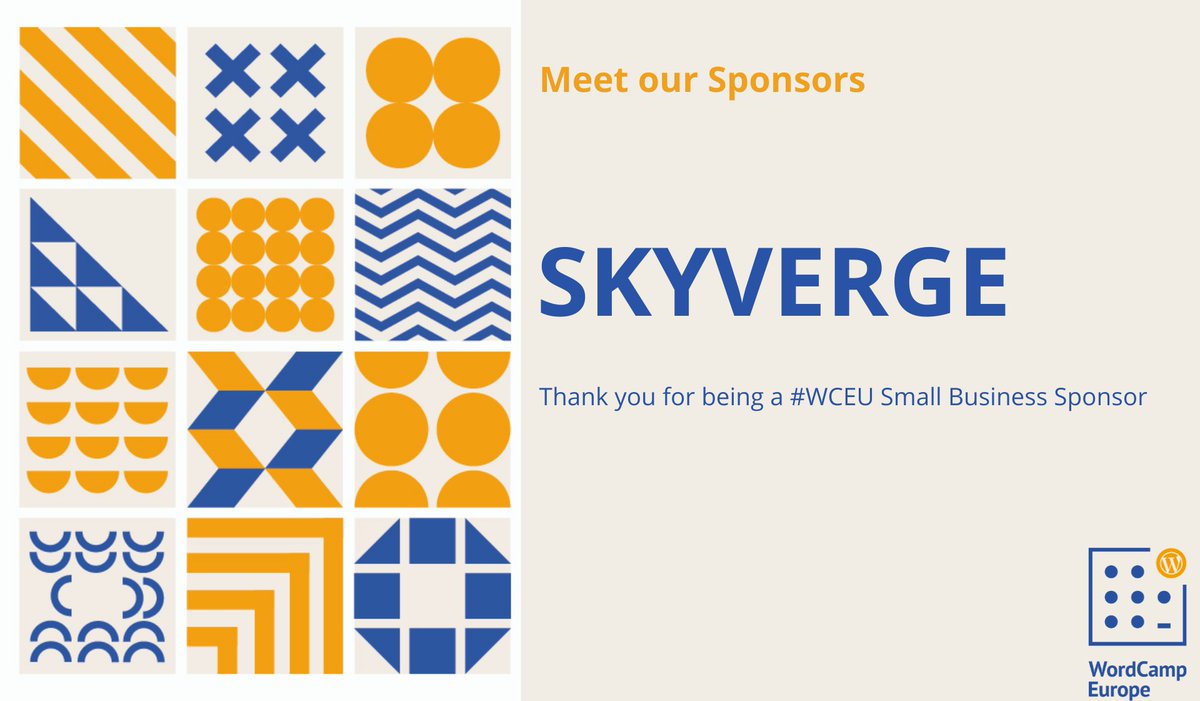 A banner thanking SkyVerge for being a WCEU sponsor.