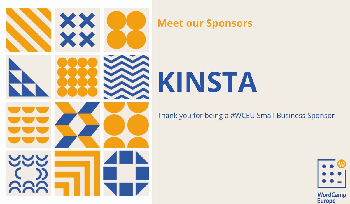 A banner thanking Kinsta for being a WCEU sponsor.