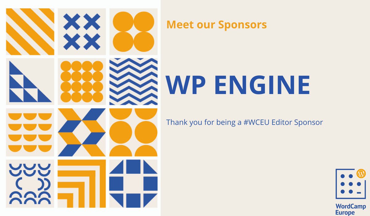 A banner thanking WP Engine for being a WCEU sponsor.