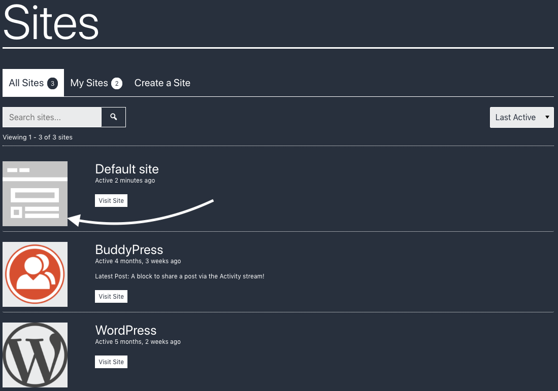 Illustration of the BuddyPress Sites directory