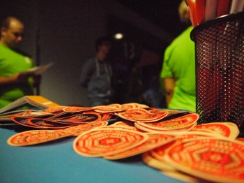 Sponsor table at WordCamp Sofia 2016