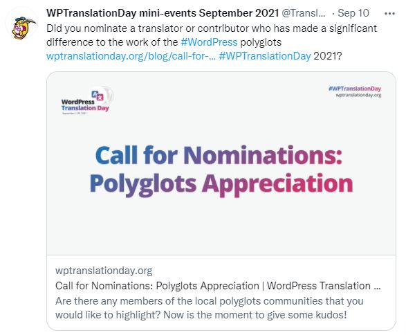 Call for Nominations Tweet 