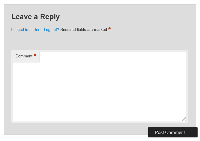 Comment field is required, with red indicator in Comment label and required fields message