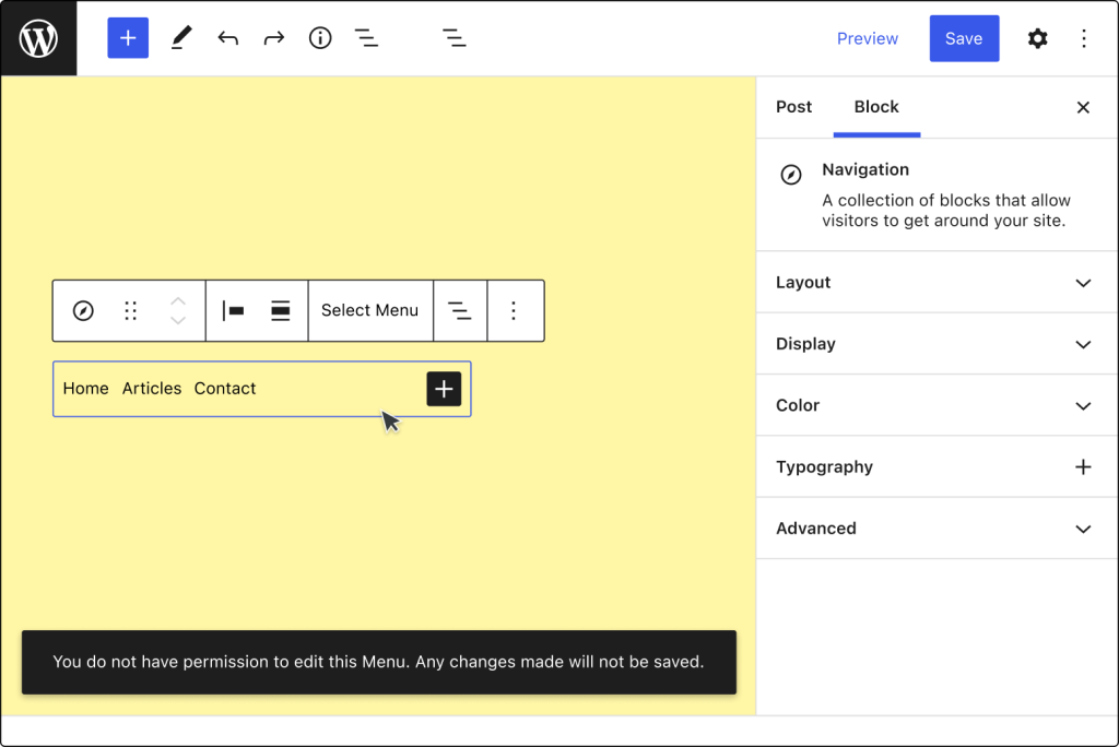 If non-admin users create a menu, changes won't be saved