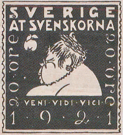 Ett av förslagen till nytt frimärke från Vecko-Journalens läsare 1921 var inte hyllande utan en satir.  