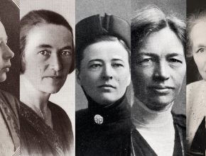 Porträtt av fem kvinnor.