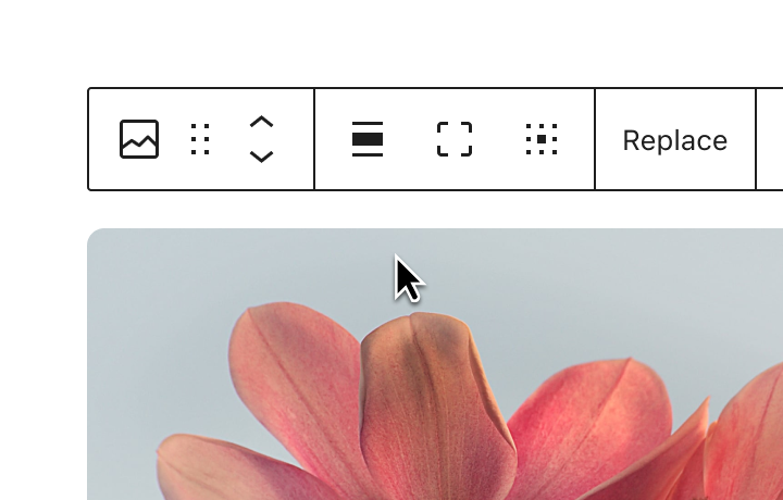 Illustration of an Image block with a block toolbar.